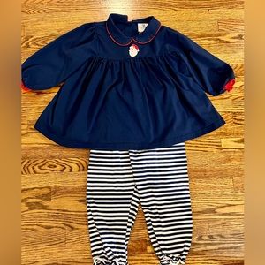 Smocked Polkadot girls Christmas set, 2T